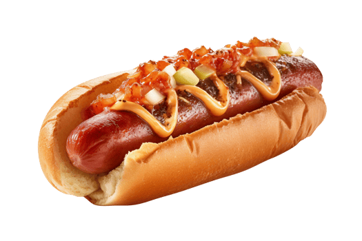 Tasty bacon wrapped hot dog isolated on transparent background png