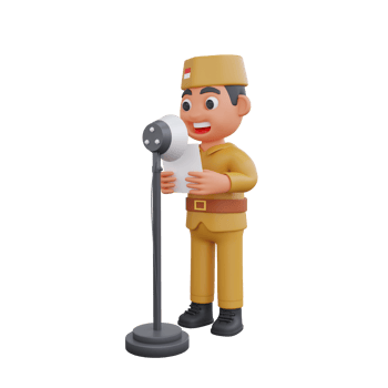 3d warrior character with indonesian independence day concept png