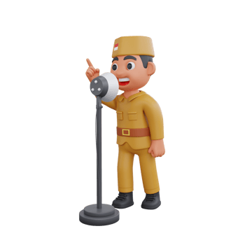 3d warrior character with indonesian independence day concept png