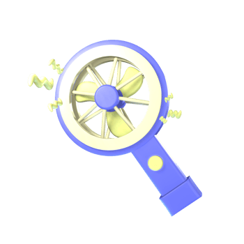 3D portable fan icon summer rendered isolated on the transparent background. Simple and elegant object for your design. png