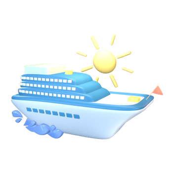 3D cruise icon summer rendered isolated on the transparent background. Simple and elegant object for your design. png