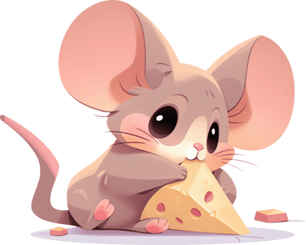 A mouse with a piece of cheese in the background with png