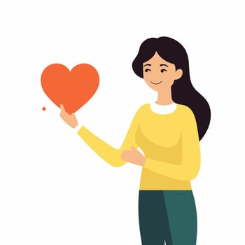 A woman holding a heart vector