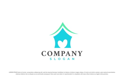 logo house love sign real estate home vector