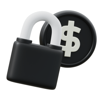 3d icon of a money lock and security. Finance Illustration. png