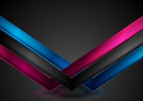 Abstract bright glossy arrows on black background vector