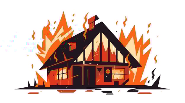 Dramatic Blaze Exploring the Intense Image of a House on Fire in the Banner vector
