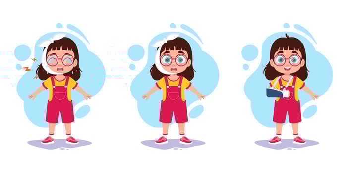 3 Girl With Injuries Illustrations vector
