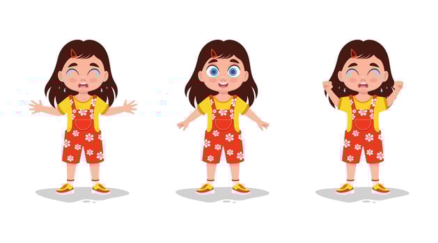 Set of cute girl emotions vector