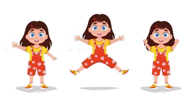 Set of cute girl emotions vector