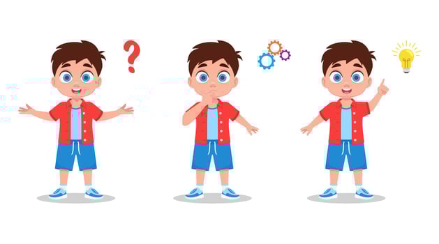 Curious boy illustration set vector