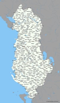 Detailed political vector map of Albania
