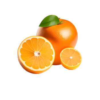 Beautiful orange with leave on transparent background png