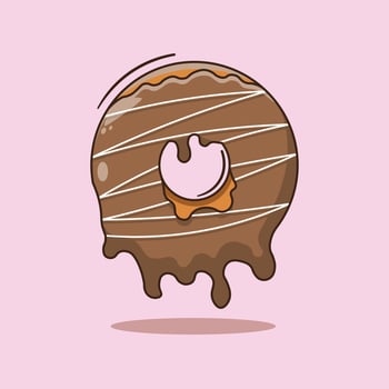 Chocolate melted donut vector illustration