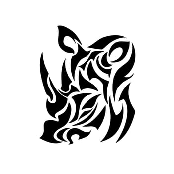 Illustration vector graphic of design tribal art rhinoceros head tattoo