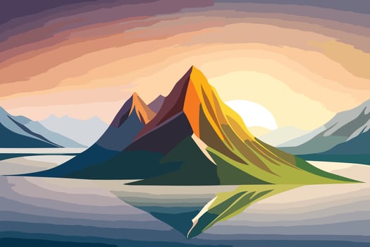 nature-backMountain and Lake Nature Background Vector 5ground-11.eps