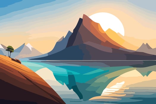 Mountain and Lake Nature Background Vector 1