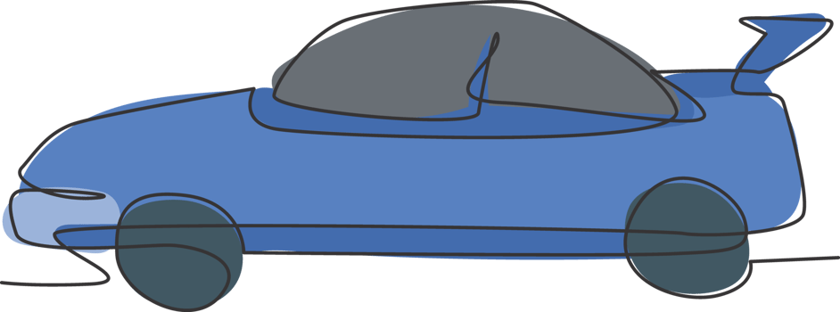 Single continuous line drawing of classic sedan car from side view. Transportation road vehicle concept. Trendy one line draw design graphic illustration png