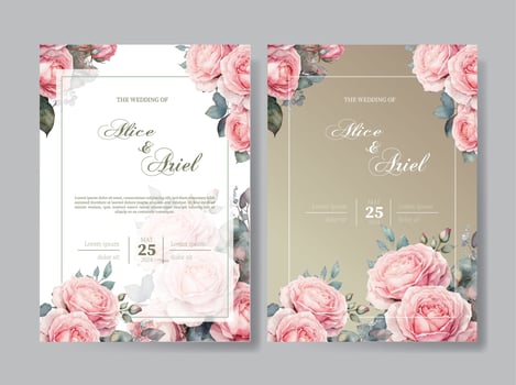 Elegant abstract background. Wedding invitation card template set with floral and gold watercolor decoration for save the date, greeting, poster, and cover design vector