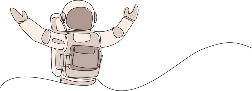 Single continuous line drawing of astronaut open his hands ready to hug in moon surface. Business office with galaxy outer space concept. Trendy one line draw design graphic illustration png