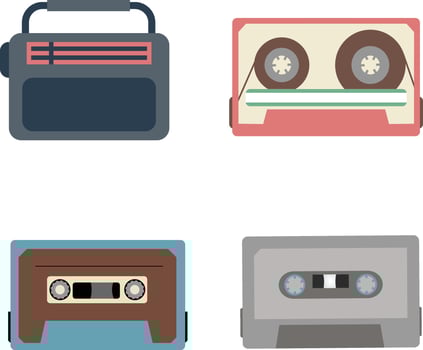 Retro Radio Stereo. Colorful illustration on white background. Vector illustration