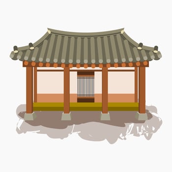 Editable Front View Traditional Hanok Korean House Building Vector Illustration for Artwork Element of Oriental History and Culture Related Design
