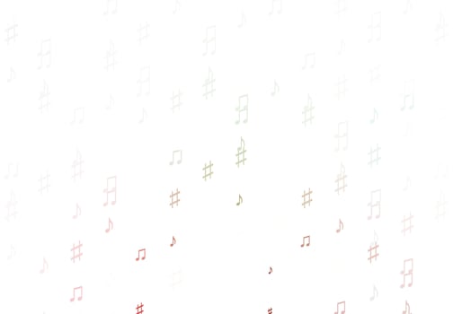 Light Green, Red vector template with musical symbols.