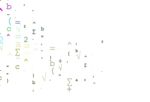 Light Multicolor, Rainbow vector texture with mathematic symbols.