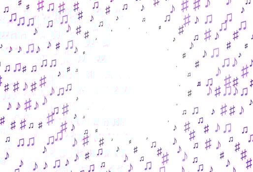 Light Purple vector background with music symbols.