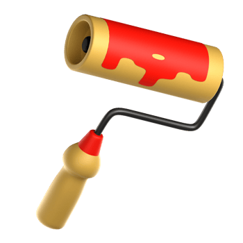 3d paint roller illustration. set of 3D labor day icons. png