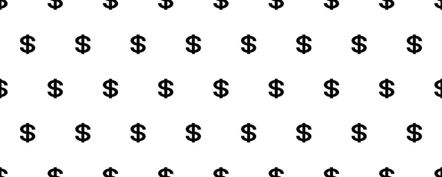 black white dollar sign seamless pattern vector