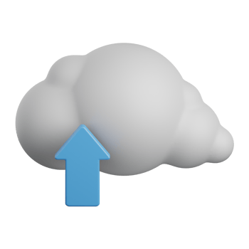 3d rendering cloud upload isolated useful for cloud, network, computing, technology, database, server and connection design element png