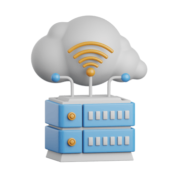 3d rendering cloud hosting isolated useful for cloud, network, computing, technology, database, server and connection design element png