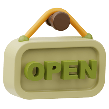 Open sign Shopping market 3D Illustration png