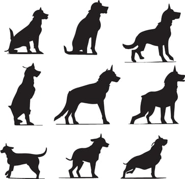 Dog silhouette set in white background vector