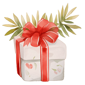 watercolor cute gift box, present, png