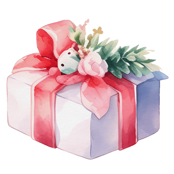 watercolor cute gift box, present, png
