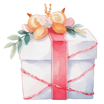 watercolor cute gift box, present, png