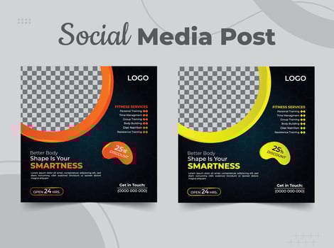 Fitness gym social media post banner template design vector