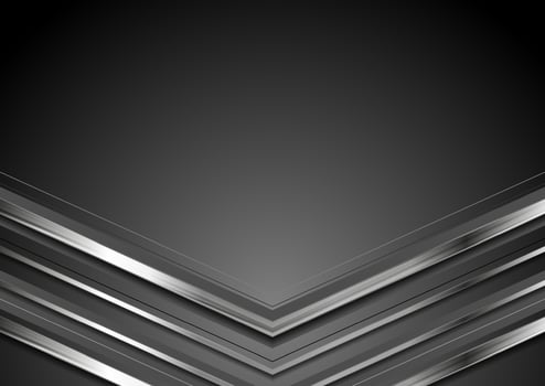 Dark grey abstract tech background with metallic arrows vector