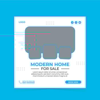 Real estate house property instagram post or web banner template. vector