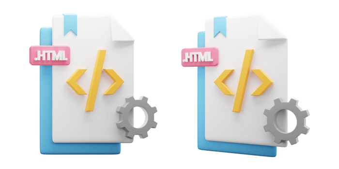 html document file 3d Icon. 3D icon HTML document file. HTMl file format 3d render. html symbol 3d icon. png