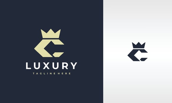 letter C crown luxury logo vector