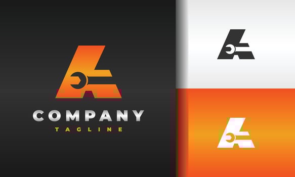 letter a wrench logo vector