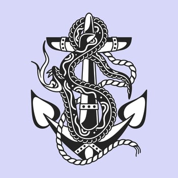 anchor and snake design, quality vector design