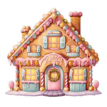 Cute pastel element Christmas theme gingerbread house png