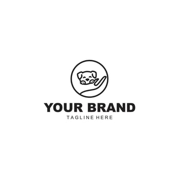 logo of hand stroking a dog vector