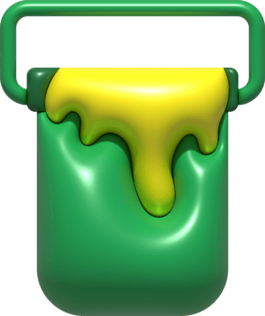 3D illustration of a paint bucket with paint smeared on the edge of the bucket png