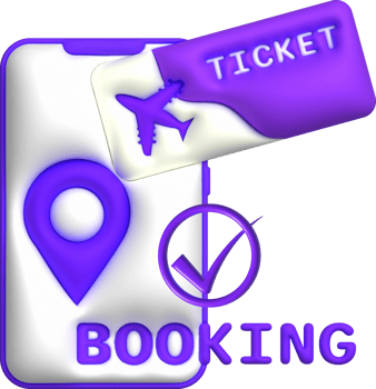3d illustration. Check-in location, book a flight ticket on the phone online png