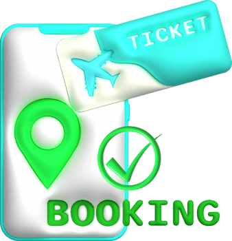 3d illustration. Check-in location, book a flight ticket on the phone online png